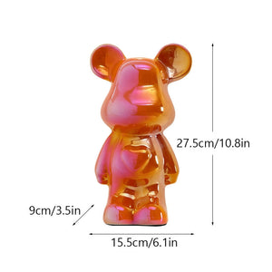 NORTHEUINS Ceramic Luxury Violence Bear Figurines Colorful Electroplated Teddy Bear Collection Item Living Room Decor Ornaments acacuss