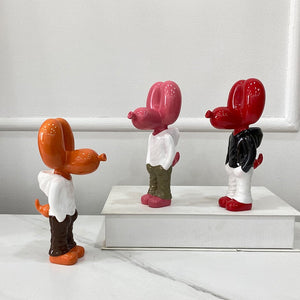 NORTHUEINS 7 Inch Resin Balloon Dog Statue Jeff Junior STREET ART Figurines Creative Animal Dolls Home Desktop Decor Accessories acacuss
