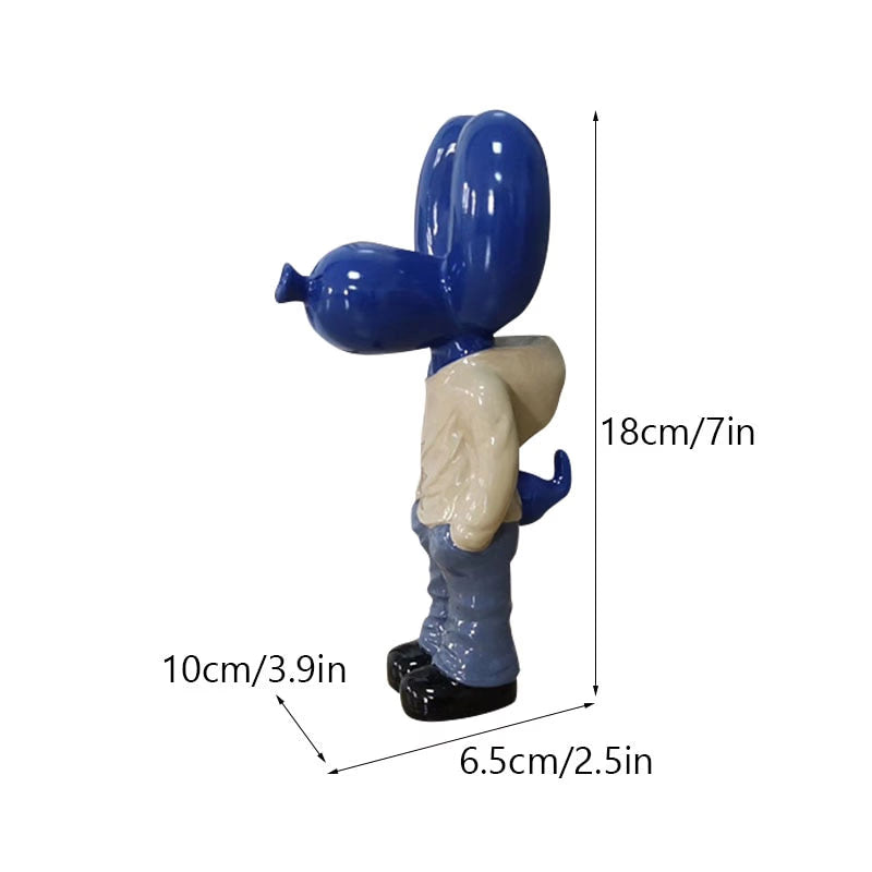 NORTHUEINS 7 Inch Resin Balloon Dog Statue Jeff Junior STREET ART Figurines Creative Animal Dolls Home Desktop Decor Accessories acacuss