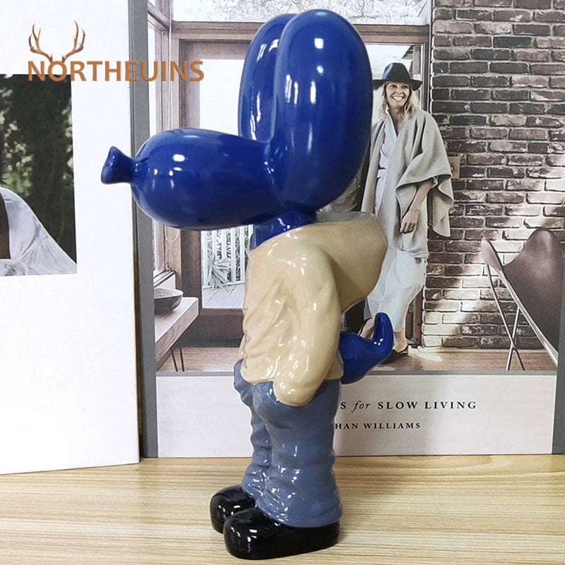 NORTHUEINS 7 Inch Resin Balloon Dog Statue Jeff Junior STREET ART Figurines Creative Animal Dolls Home Desktop Decor Accessories acacuss
