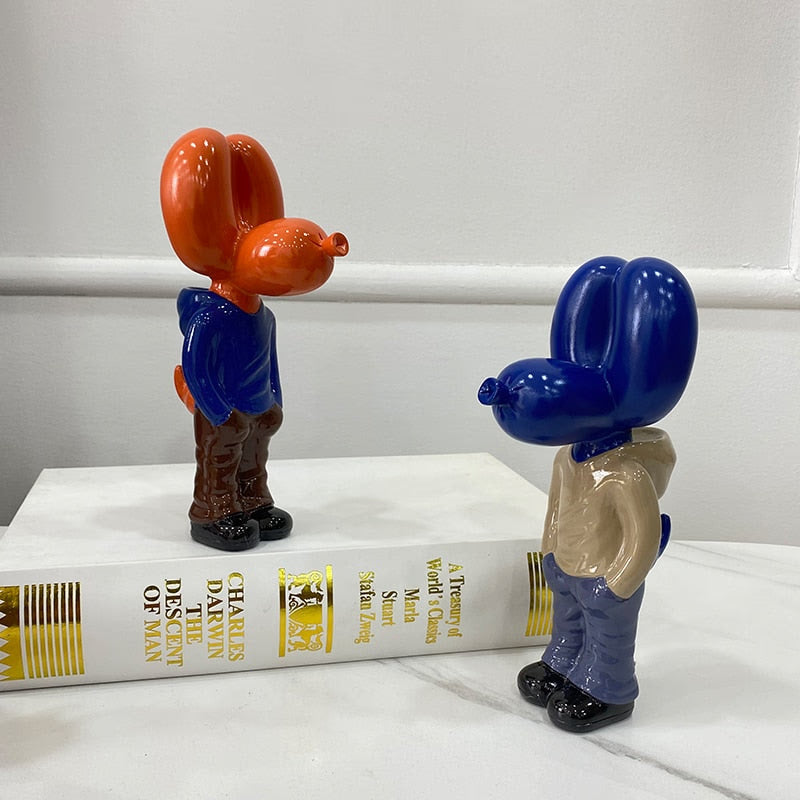 NORTHUEINS 7 Inch Resin Balloon Dog Statue Jeff Junior STREET ART Figurines Creative Animal Dolls Home Desktop Decor Accessories acacuss