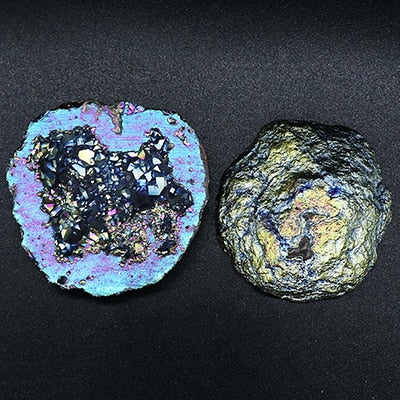 Natural Agate Electroplated Colourful Cornucopia Reiki Healing Raw Crystal Geode Specimen Room Decor Mineral Home Decoration acacuss
