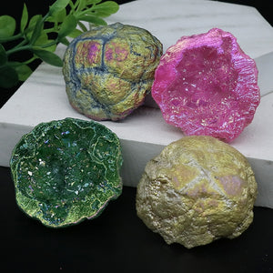 Natural Agate Electroplated Colourful Cornucopia Reiki Healing Raw Crystal Geode Specimen Room Decor Mineral Home Decoration acacuss