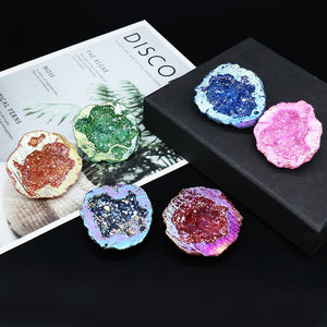 Natural Agate Electroplated Colourful Cornucopia Reiki Healing Raw Crystal Geode Specimen Room Decor Mineral Home Decoration acacuss