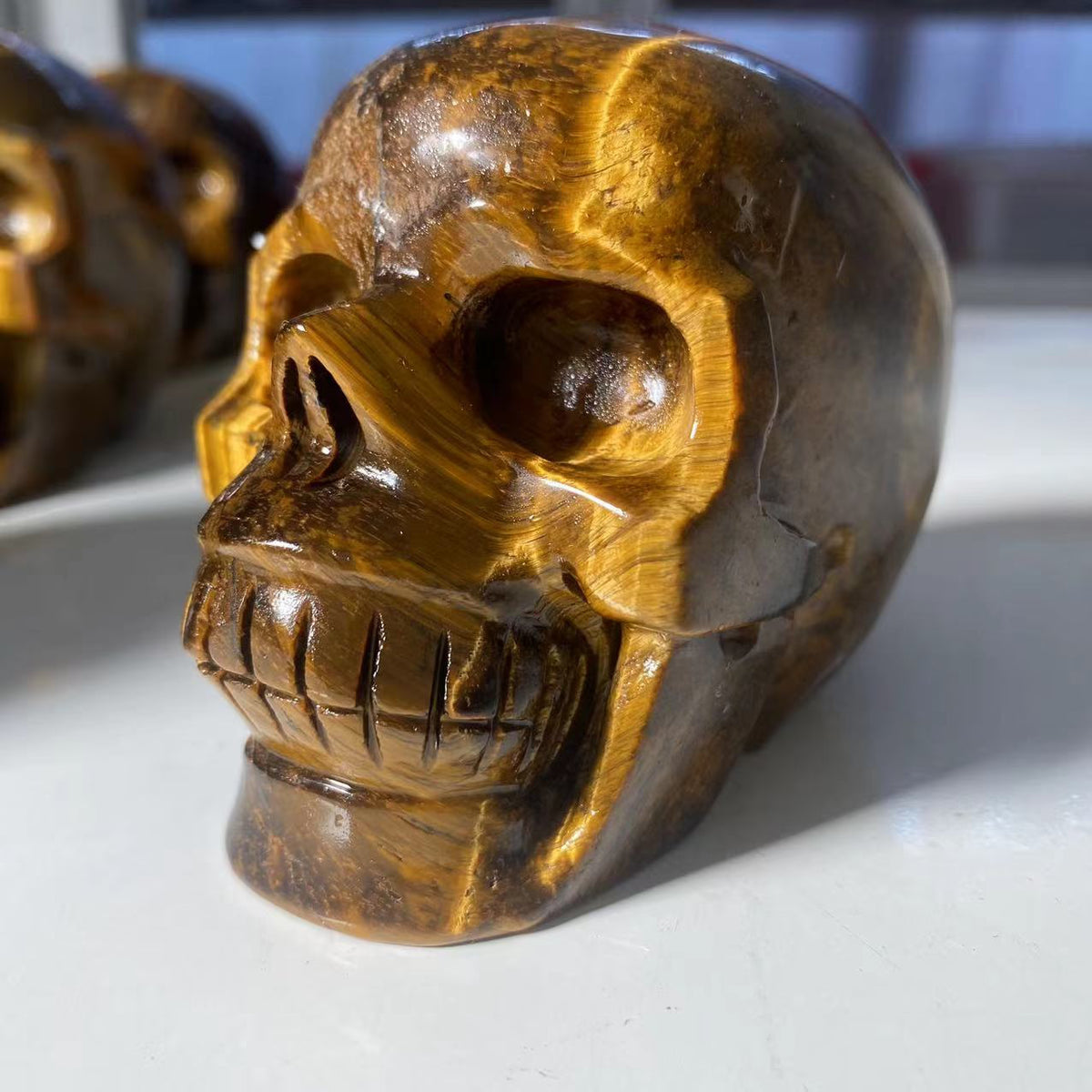 Natural Stone Skeletons, Tiger Eye Stone Skeletons, Crystal Healing Gifts, Crafts, Home Decor, Polished Figurines, Halloween Dec acacuss