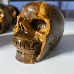 Natural Stone Skeletons, Tiger Eye Stone Skeletons, Crystal Healing Gifts, Crafts, Home Decor, Polished Figurines, Halloween Dec acacuss