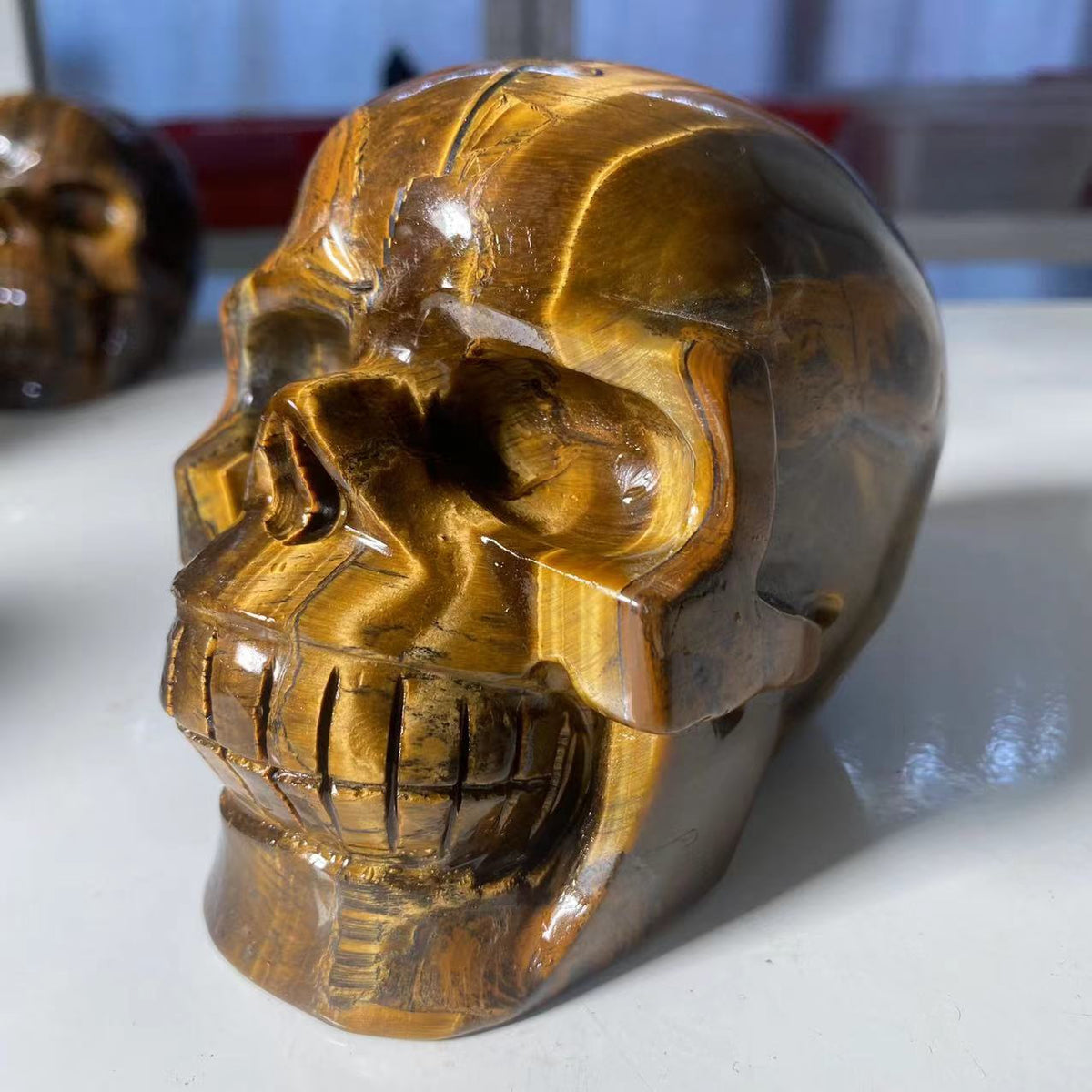 Natural Stone Skeletons, Tiger Eye Stone Skeletons, Crystal Healing Gifts, Crafts, Home Decor, Polished Figurines, Halloween Dec acacuss
