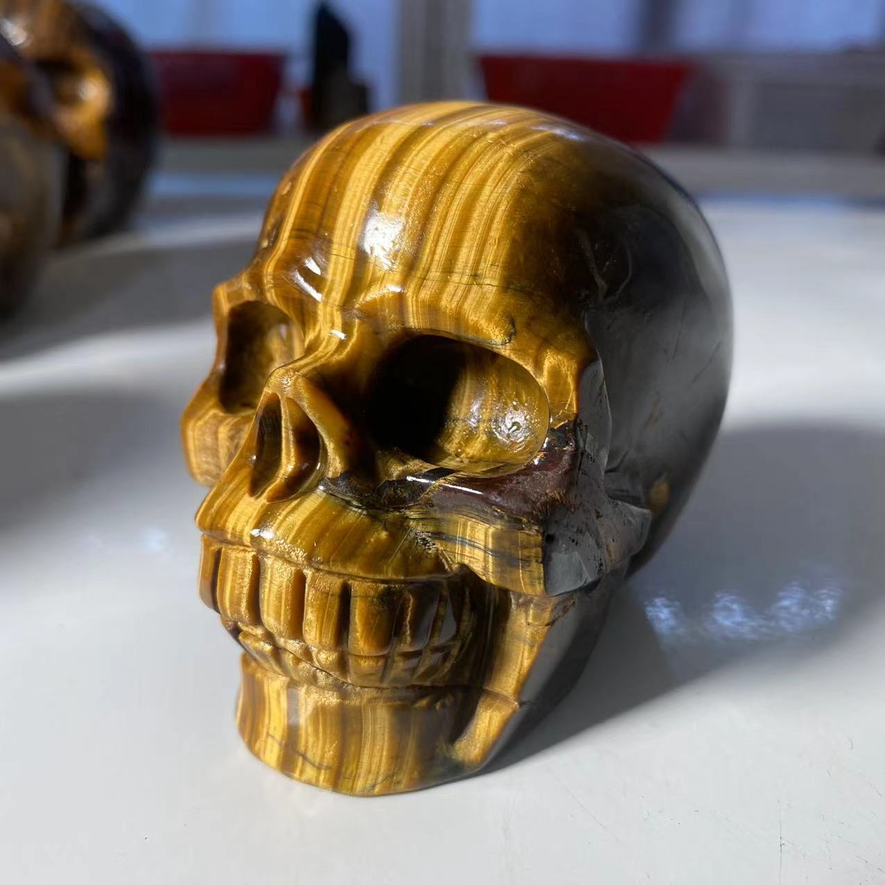 Natural Stone Skeletons, Tiger Eye Stone Skeletons, Crystal Healing Gifts, Crafts, Home Decor, Polished Figurines, Halloween Dec acacuss