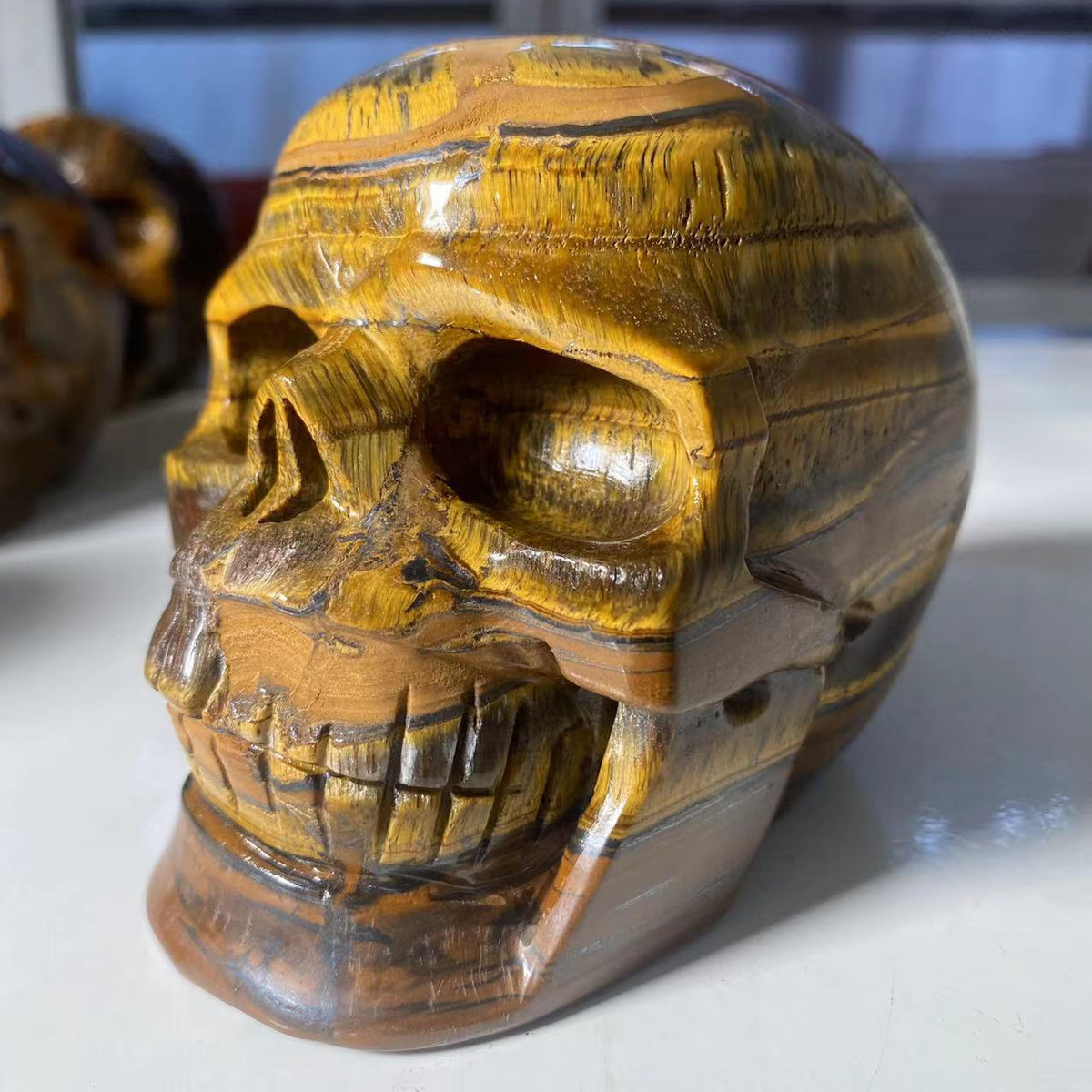 Natural Stone Skeletons, Tiger Eye Stone Skeletons, Crystal Healing Gifts, Crafts, Home Decor, Polished Figurines, Halloween Dec acacuss