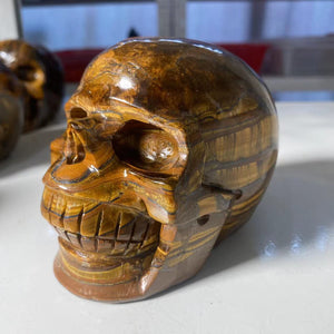 Natural Stone Skeletons, Tiger Eye Stone Skeletons, Crystal Healing Gifts, Crafts, Home Decor, Polished Figurines, Halloween Dec acacuss
