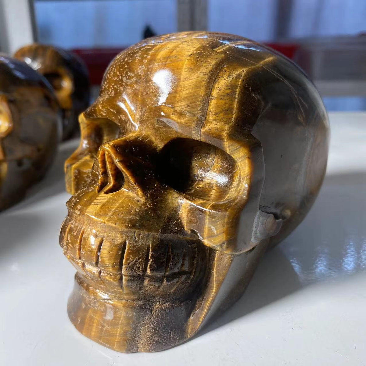 Natural Stone Skeletons, Tiger Eye Stone Skeletons, Crystal Healing Gifts, Crafts, Home Decor, Polished Figurines, Halloween Dec acacuss