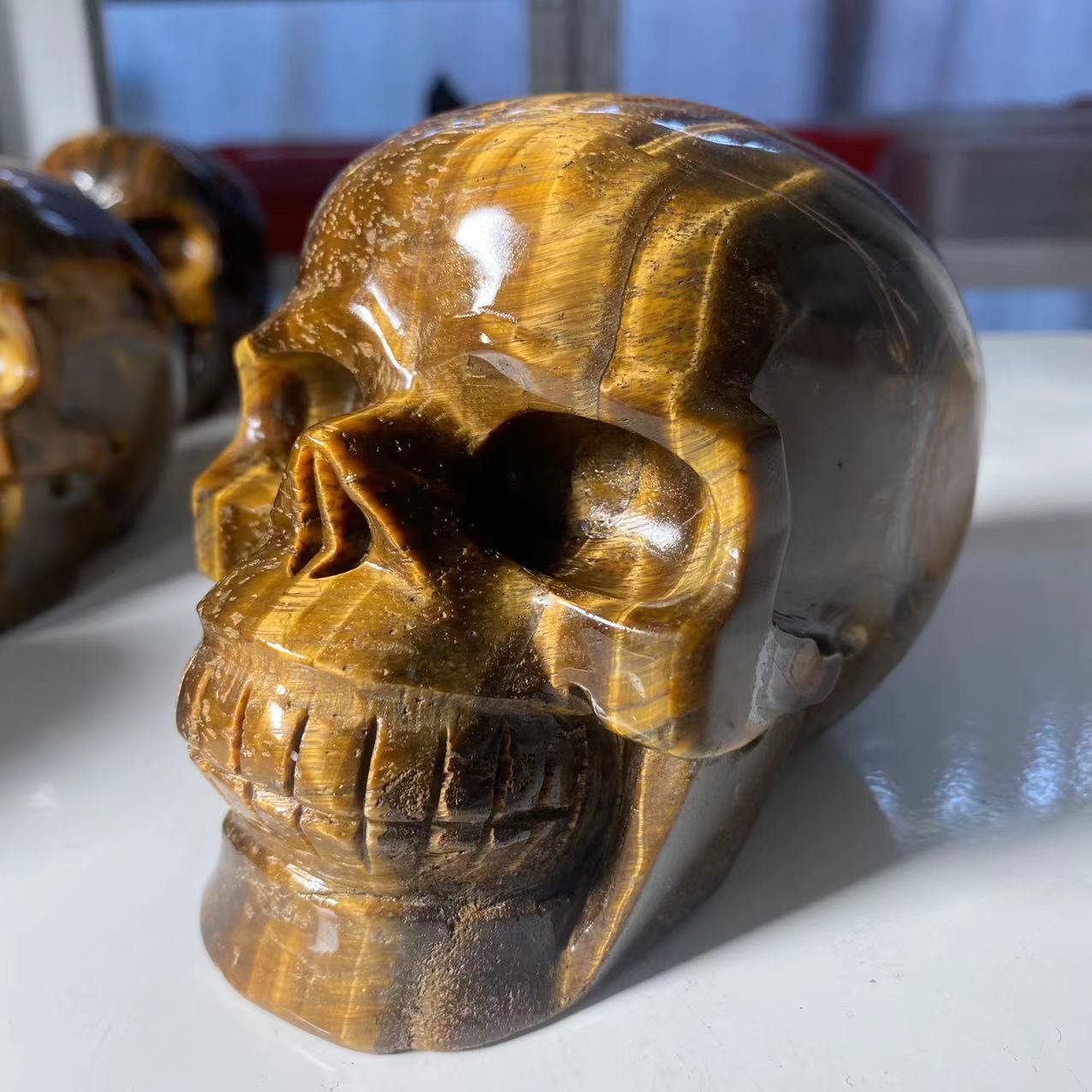 Natural Stone Skeletons, Tiger Eye Stone Skeletons, Crystal Healing Gifts, Crafts, Home Decor, Polished Figurines, Halloween Dec acacuss