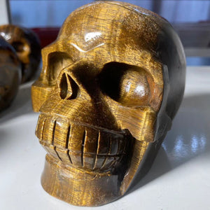 Natural Stone Skeletons, Tiger Eye Stone Skeletons, Crystal Healing Gifts, Crafts, Home Decor, Polished Figurines, Halloween Dec acacuss