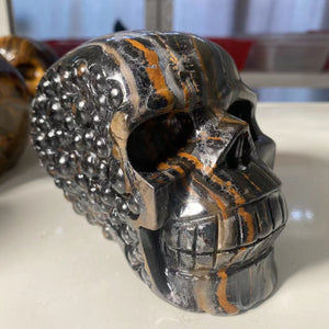 Natural Stone Skeletons, Tiger Eye Stone Skeletons, Crystal Healing Gifts, Crafts, Home Decor, Polished Figurines, Halloween Dec acacuss