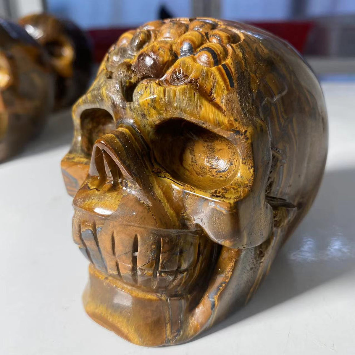 Natural Stone Skeletons, Tiger Eye Stone Skeletons, Crystal Healing Gifts, Crafts, Home Decor, Polished Figurines, Halloween Dec acacuss