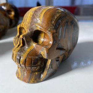 Natural Stone Skeletons, Tiger Eye Stone Skeletons, Crystal Healing Gifts, Crafts, Home Decor, Polished Figurines, Halloween Dec acacuss
