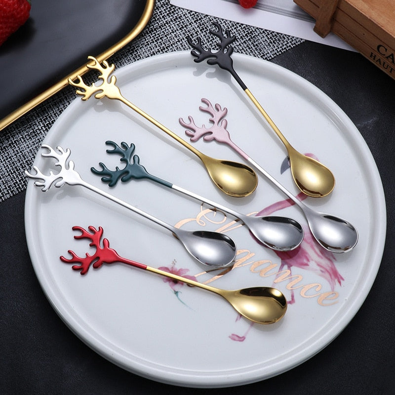 Navidad 2023 Merry Christmas Elk Tree Spoons Xmas Party Ornaments Christmas Decorations for Home Table New Year Kerst Noel Gift acacuss
