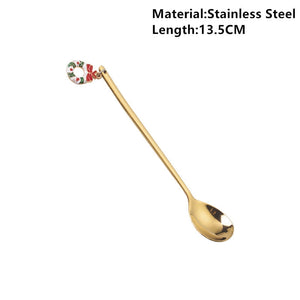 Navidad 2023 Merry Christmas Elk Tree Spoons Xmas Party Ornaments Christmas Decorations for Home Table New Year Kerst Noel Gift acacuss