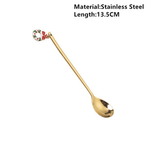 Navidad 2023 Merry Christmas Elk Tree Spoons Xmas Party Ornaments Christmas Decorations for Home Table New Year Kerst Noel Gift acacuss