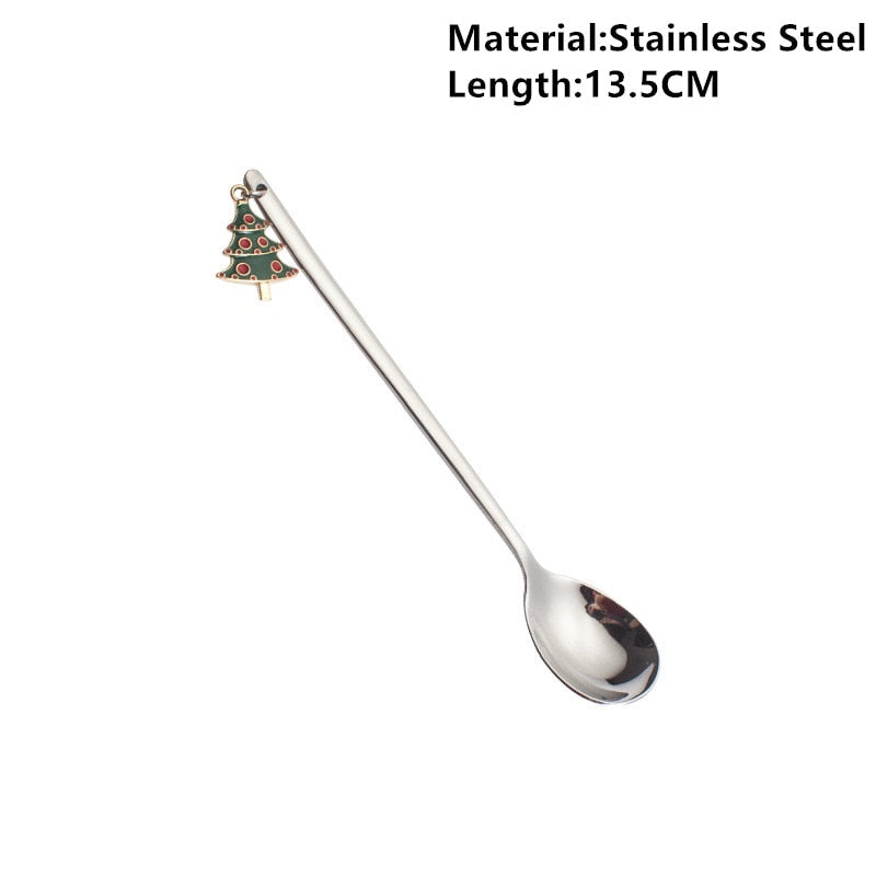 Navidad 2023 Merry Christmas Elk Tree Spoons Xmas Party Ornaments Christmas Decorations for Home Table New Year Kerst Noel Gift acacuss