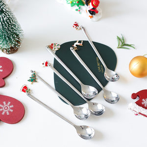 Navidad 2023 Merry Christmas Elk Tree Spoons Xmas Party Ornaments Christmas Decorations for Home Table New Year Kerst Noel Gift acacuss