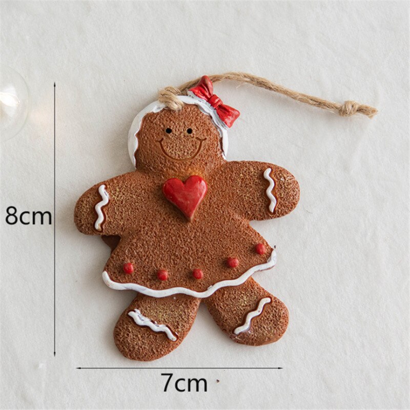 2023 Navidad Christmas Resin Gingerbread Man Pendant Christmas Tree Ornaments Christmas Decorations for Home 2024 New Year Gift acacuss