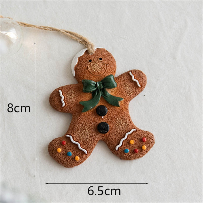 2023 Navidad Christmas Resin Gingerbread Man Pendant Christmas Tree Ornaments Christmas Decorations for Home 2024 New Year Gift acacuss