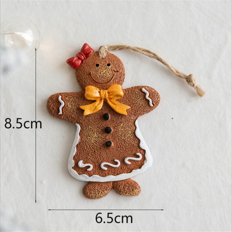 2023 Navidad Christmas Resin Gingerbread Man Pendant Christmas Tree Ornaments Christmas Decorations for Home 2024 New Year Gift acacuss