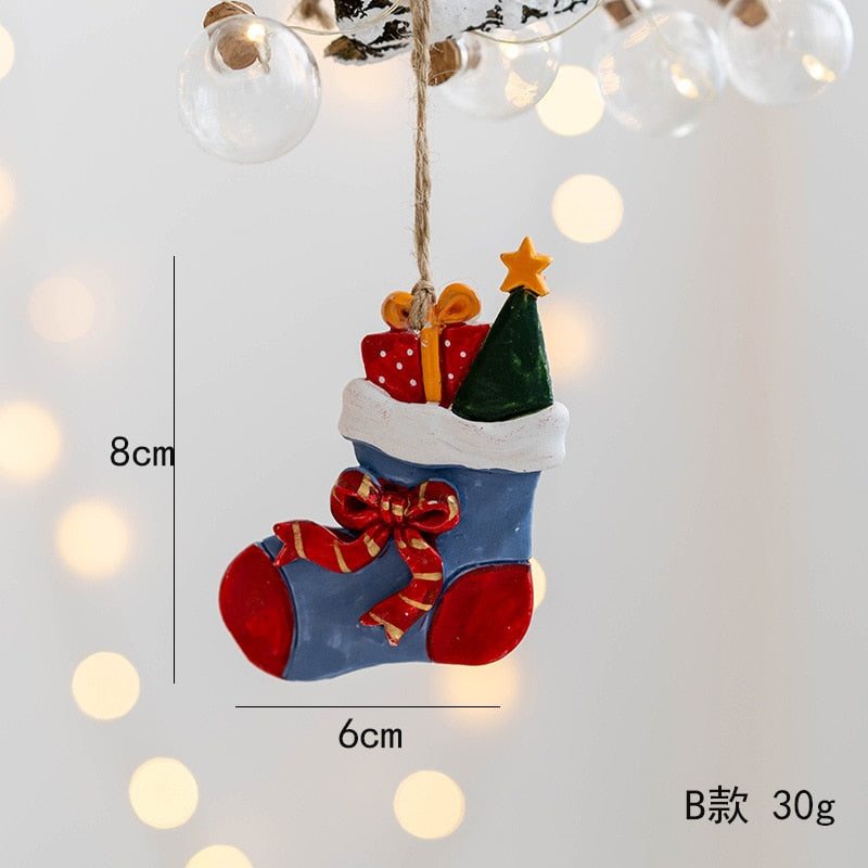 2023 Navidad Christmas Resin Gingerbread Man Pendant Christmas Tree Ornaments Christmas Decorations for Home 2024 New Year Gift acacuss