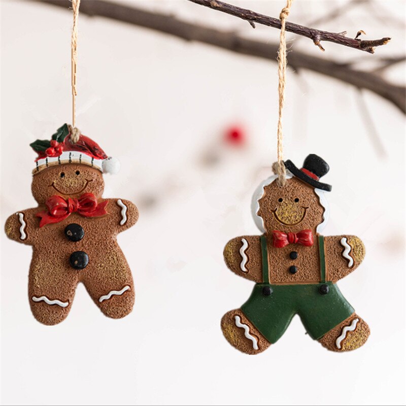 2023 Navidad Christmas Resin Gingerbread Man Pendant Christmas Tree Ornaments Christmas Decorations for Home 2024 New Year Gift acacuss