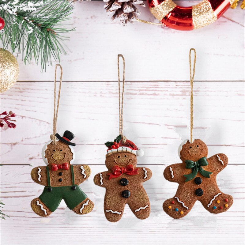 2023 Navidad Christmas Resin Gingerbread Man Pendant Christmas Tree Ornaments Christmas Decorations for Home 2024 New Year Gift acacuss