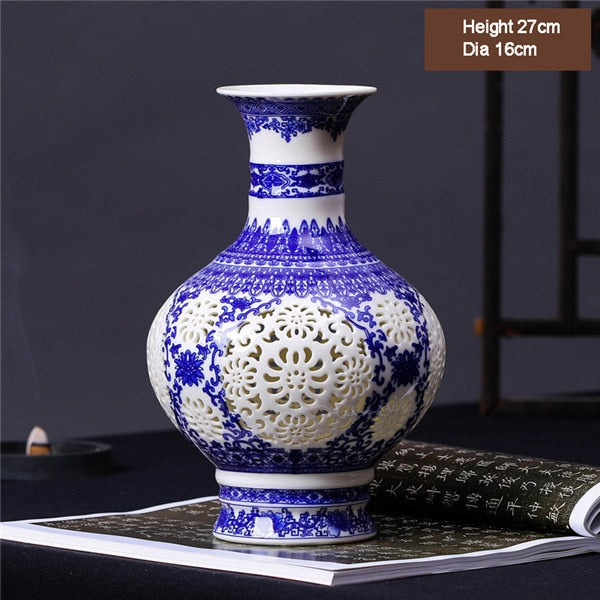 New Arrival Antique Jingdezhen Ceramic Vase Chinese Blue and White Porcelain Flower Vase For Home Decor acacuss