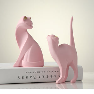 New Arrival Pink Cat Home Decoration, Creative Cat Statue, Living Room Bedroom Desktop Decoration, Resin Sculpture Craft Gift acacuss