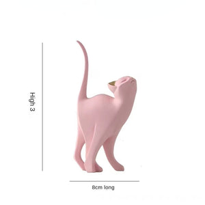 New Arrival Pink Cat Home Decoration, Creative Cat Statue, Living Room Bedroom Desktop Decoration, Resin Sculpture Craft Gift acacuss