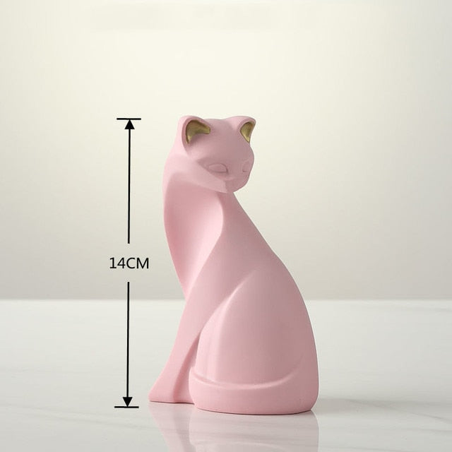 New Arrival Pink Cat Home Decoration, Creative Cat Statue, Living Room Bedroom Desktop Decoration, Resin Sculpture Craft Gift acacuss