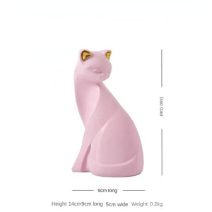 New Arrival Pink Cat Home Decoration, Creative Cat Statue, Living Room Bedroom Desktop Decoration, Resin Sculpture Craft Gift acacuss