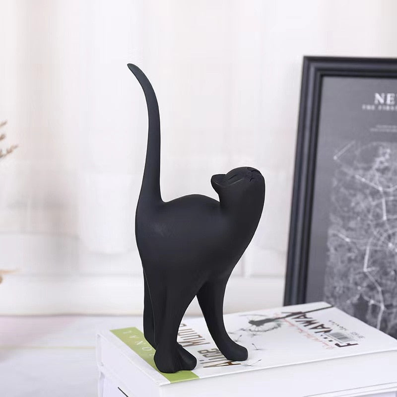 New Arrival Pink Cat Home Decoration, Creative Cat Statue, Living Room Bedroom Desktop Decoration, Resin Sculpture Craft Gift acacuss