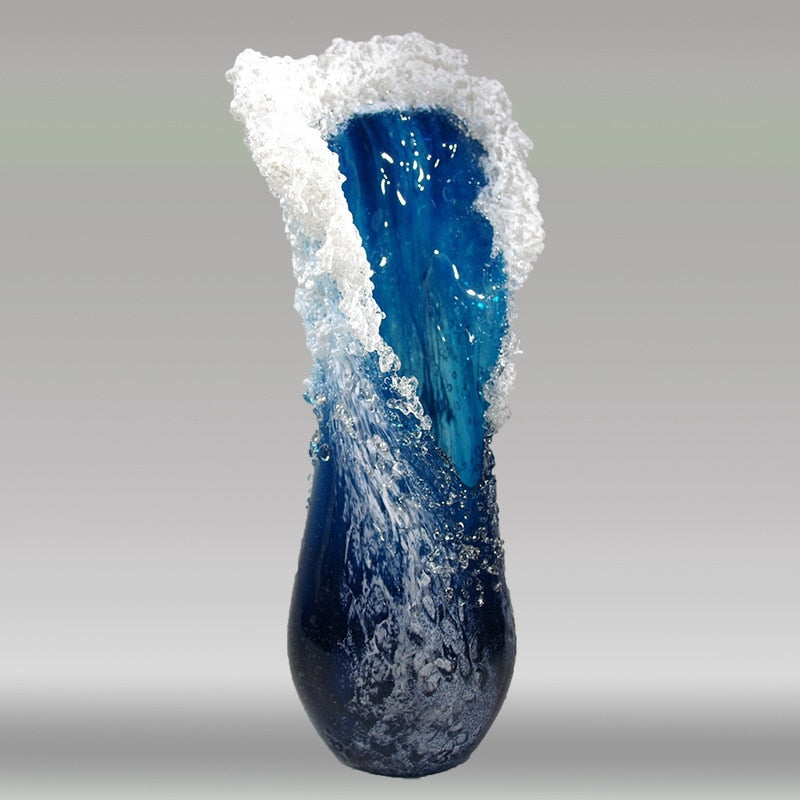 New Arrival Sea Ocean Wave Vase Handmade Resin Art Flower Pot Ornament Modern Desktop Living Room Creative Home Decor acacuss