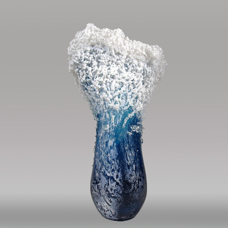New Arrival Sea Ocean Wave Vase Handmade Resin Art Flower Pot Ornament Modern Desktop Living Room Creative Home Decor acacuss