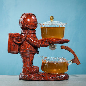 New Astronaut Creative Fish Magnetic Teapot Glass Lazy Automatic Tea Making Household Pu'er Oolong Tea Set Infuser Drinking acacuss