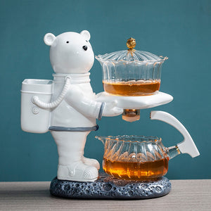 New Astronaut Creative Fish Magnetic Teapot Glass Lazy Automatic Tea Making Household Pu'er Oolong Tea Set Infuser Drinking acacuss