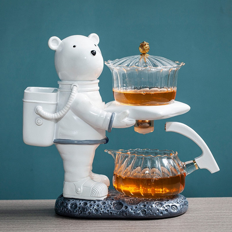 New Astronaut Creative Fish Magnetic Teapot Glass Lazy Automatic Tea Making Household Pu'er Oolong Tea Set Infuser Drinking acacuss