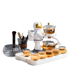 New Astronaut Creative Fish Magnetic Teapot Glass Lazy Automatic Tea Making Household Pu'er Oolong Tea Set Infuser Drinking acacuss