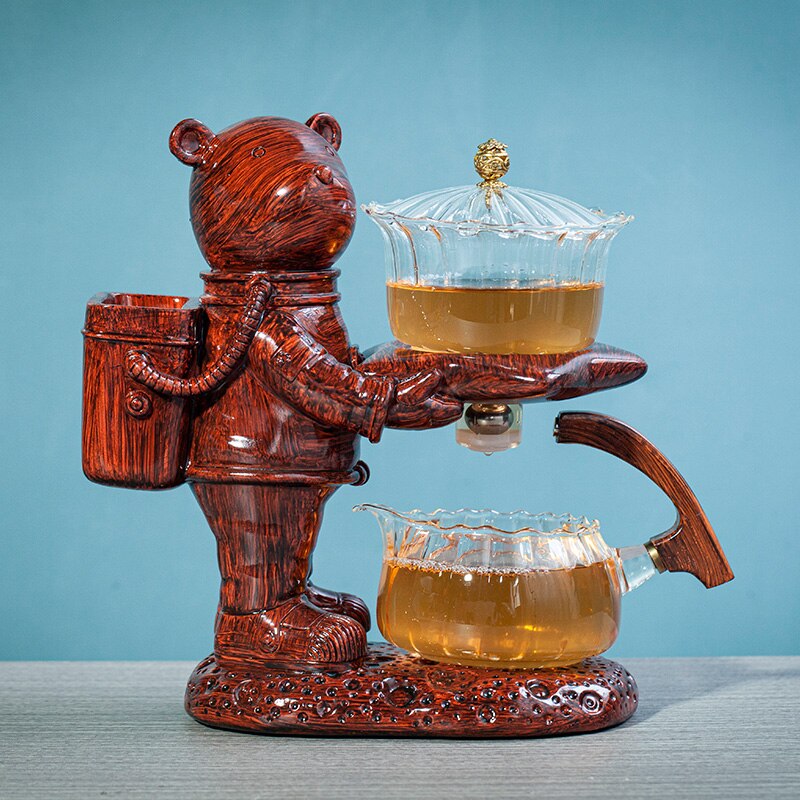 New Astronaut Creative Fish Magnetic Teapot Glass Lazy Automatic Tea Making Household Pu'er Oolong Tea Set Infuser Drinking acacuss