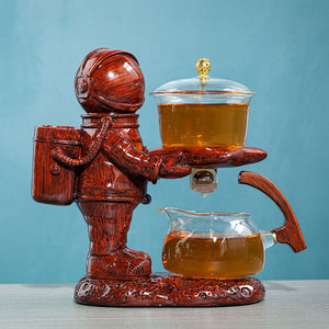 New Astronaut Creative Fish Magnetic Teapot Glass Lazy Automatic Tea Making Household Pu'er Oolong Tea Set Infuser Drinking acacuss