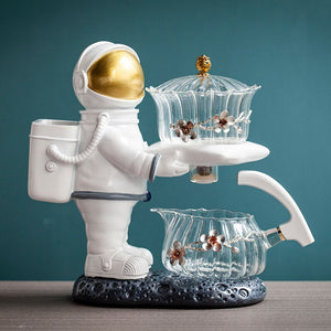 New Astronaut Creative Fish Magnetic Teapot Glass Lazy Automatic Tea Making Household Pu'er Oolong Tea Set Infuser Drinking acacuss
