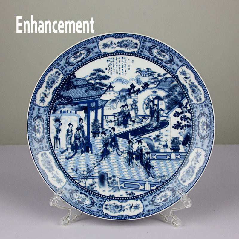 New Chinese Style Lucky Ceramic Ornamental Plate Chinese Decoration Dish Plate Porcelain Plate Set Wedding Gift acacuss