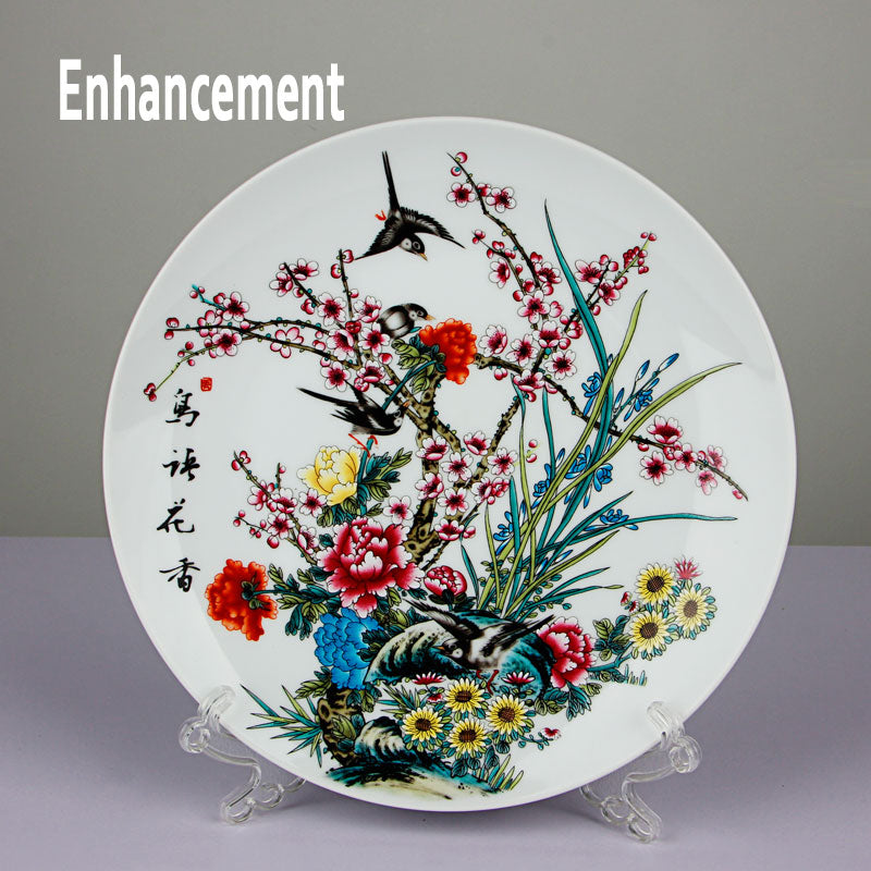 New Chinese Style Lucky Ceramic Ornamental Plate Chinese Decoration Dish Plate Porcelain Plate Set Wedding Gift acacuss