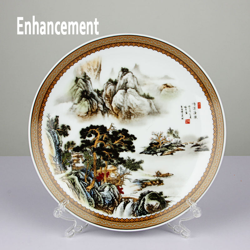 New Chinese Style Lucky Ceramic Ornamental Plate Chinese Decoration Dish Plate Porcelain Plate Set Wedding Gift acacuss