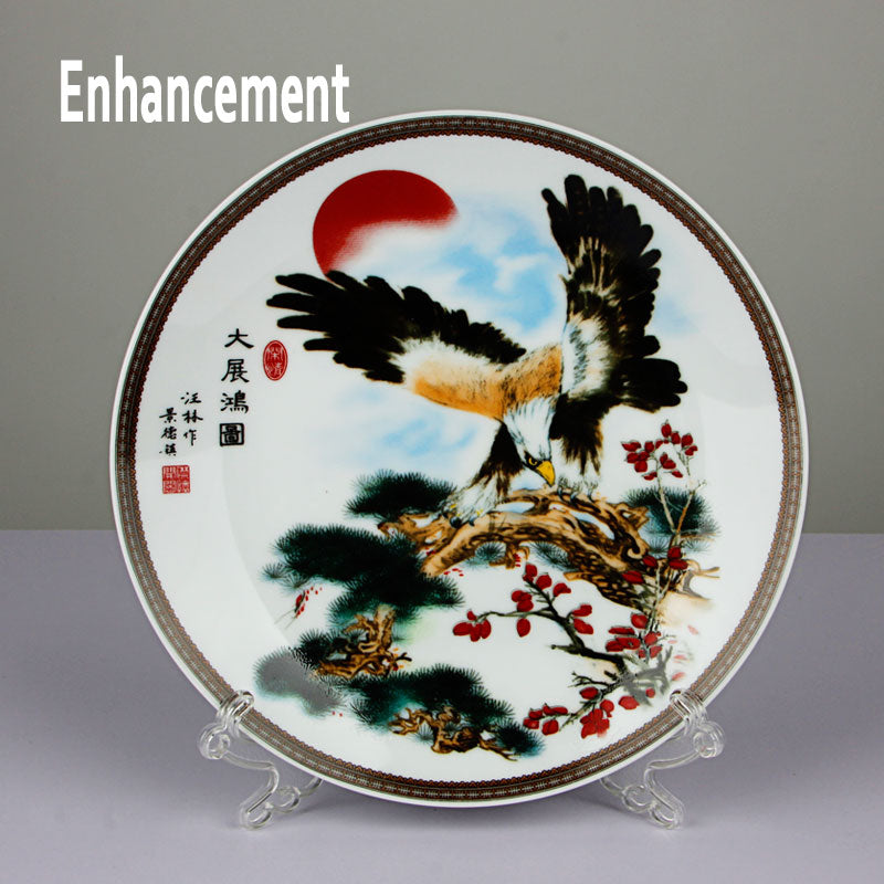 New Chinese Style Lucky Ceramic Ornamental Plate Chinese Decoration Dish Plate Porcelain Plate Set Wedding Gift acacuss